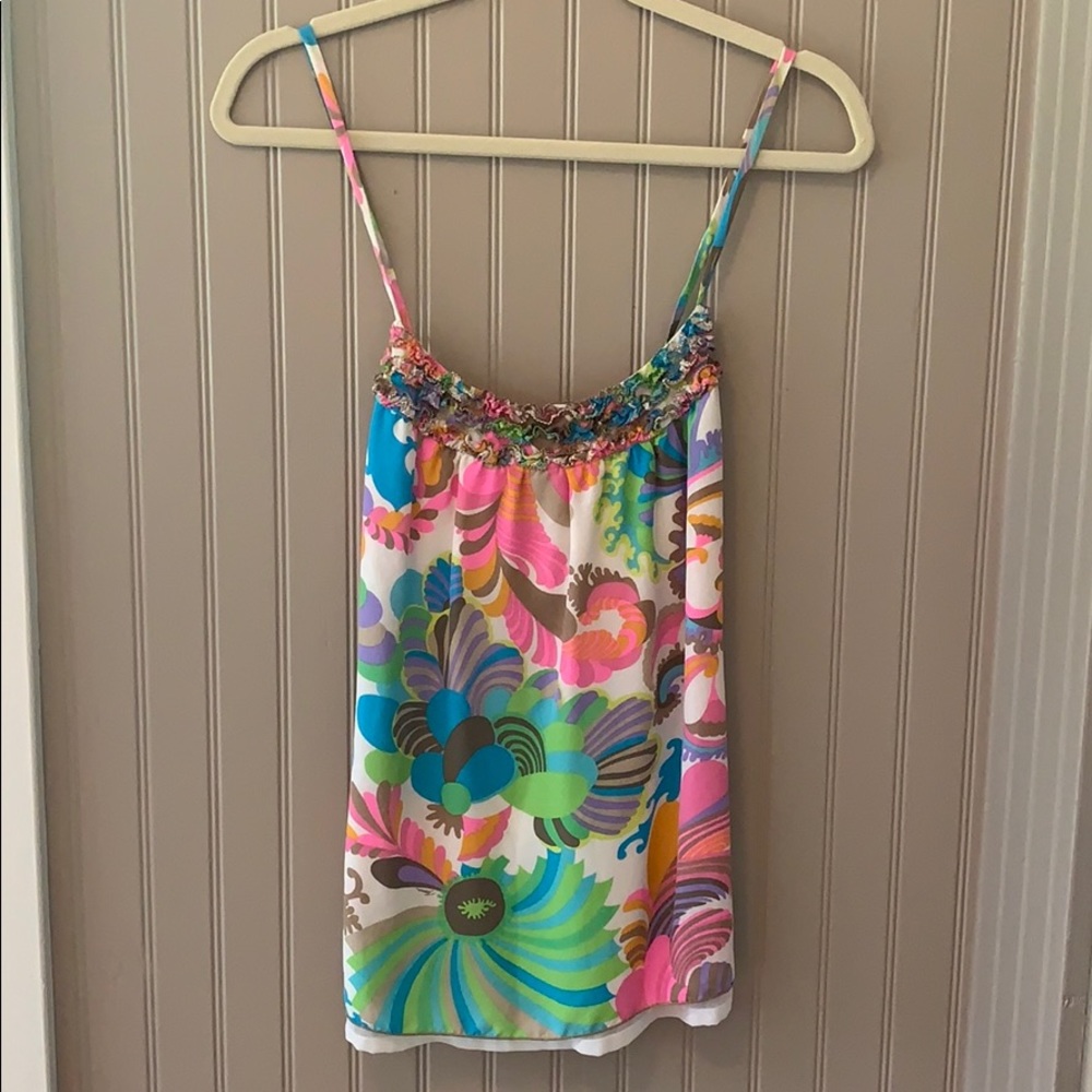 Trina Turk tank shirt, like new, adj straps